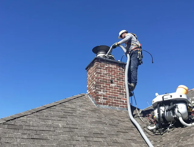 Dedicated Norwich Chimney Sweep team member cleaning a chimney in Norwich, CT