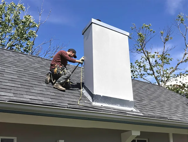 Norwich Chimney Sweep team member finishing chimney construction in Norwich, CT