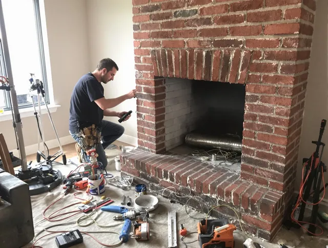 Norwich Chimney Sweep specialist finalizing chimney liner service in Norwich, CT