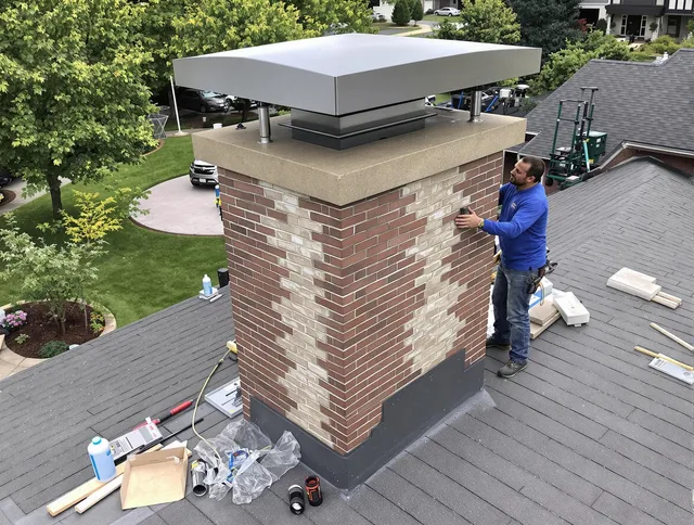 Norwich Chimney Sweep team working on a custom chimney remodel in Norwich, CT