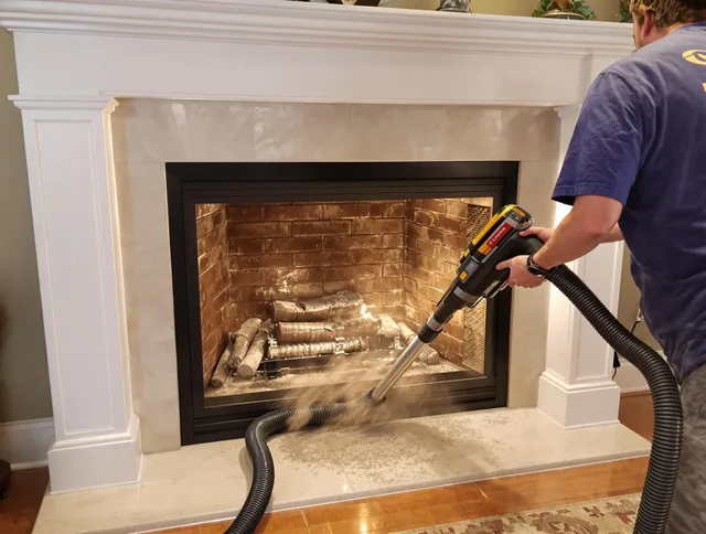 Fireplace cleaning performed by Norwich Chimney Sweep in Norwich, CT