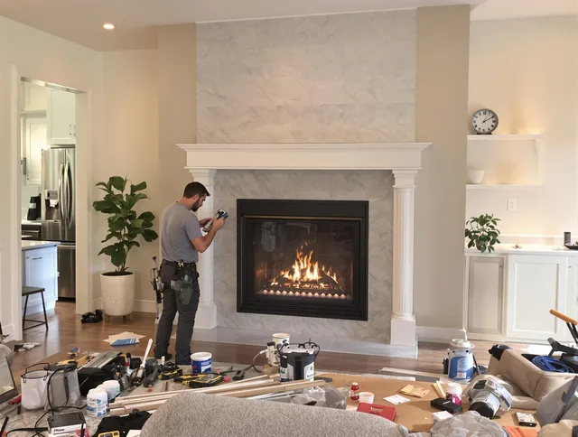 Newly installed fireplace by Norwich Chimney Sweep in Norwich, CT